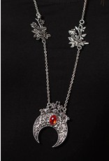 Killstar Gothic and Steampunk jewelry - Killstar Moon Bloom necklace Crescent and Roses