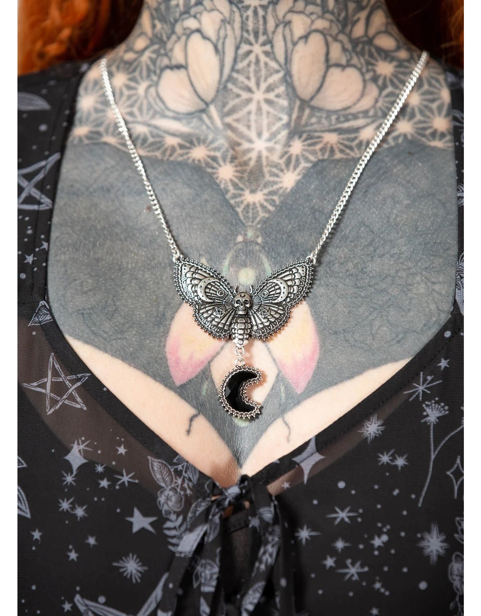 Killstar  Jewelry - Killstar Night Flutter Moth with Death's head necklace