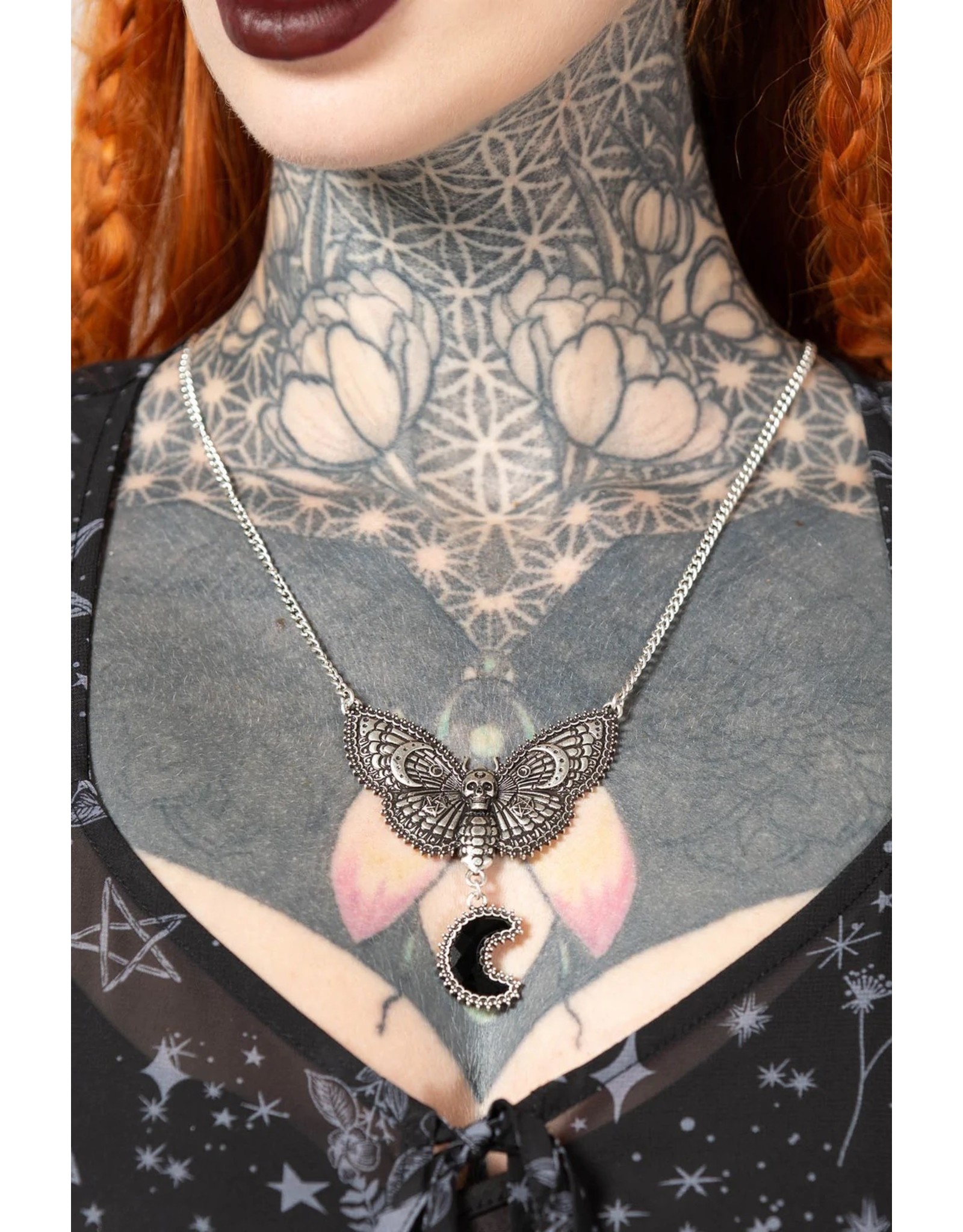 Killstar  Jewelry - Killstar Night Flutter Moth with Death's head necklace
