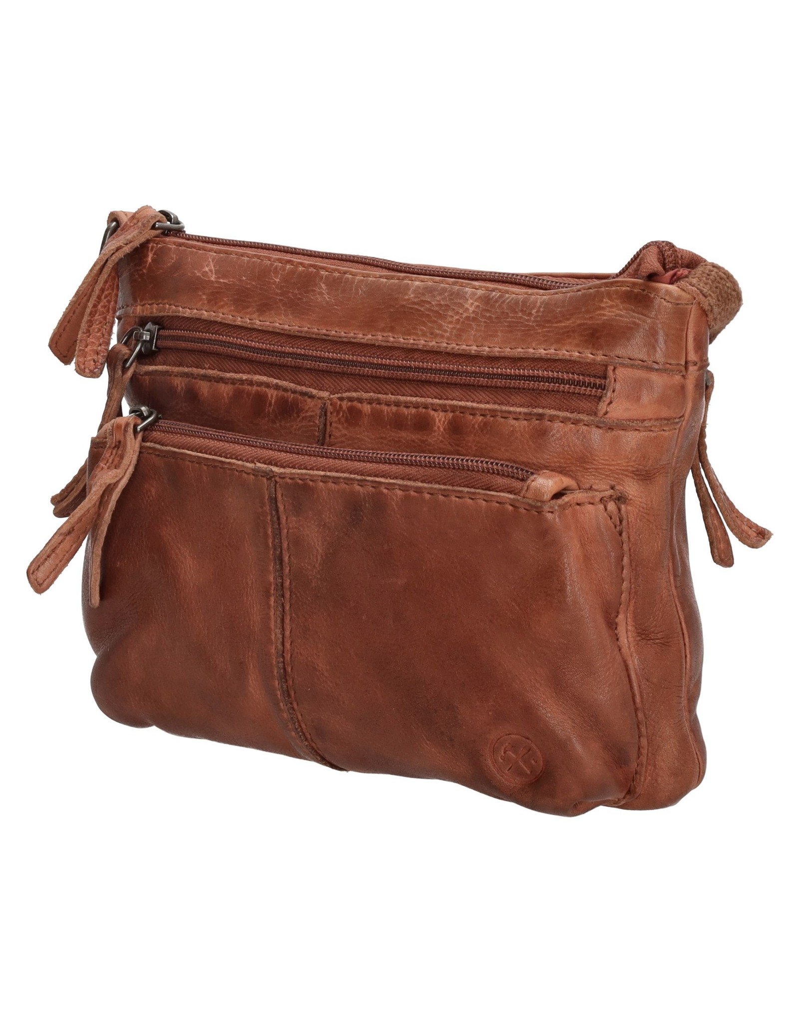 Hide & Stitches Leren schodertassen Leren crossbody tassen - Hide & Stitches Paint Rock Schoudertas Donkercognac