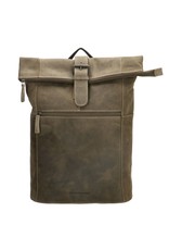 Hide & Stitches Leren rugzakken Leren shoppers - Rolltop rugzak Hide & Stitches 15,6 inch olijfgroen