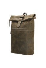 Hide & Stitches Leren rugzakken Leren shoppers - Rolltop rugzak Hide & Stitches 15,6 inch olijfgroen