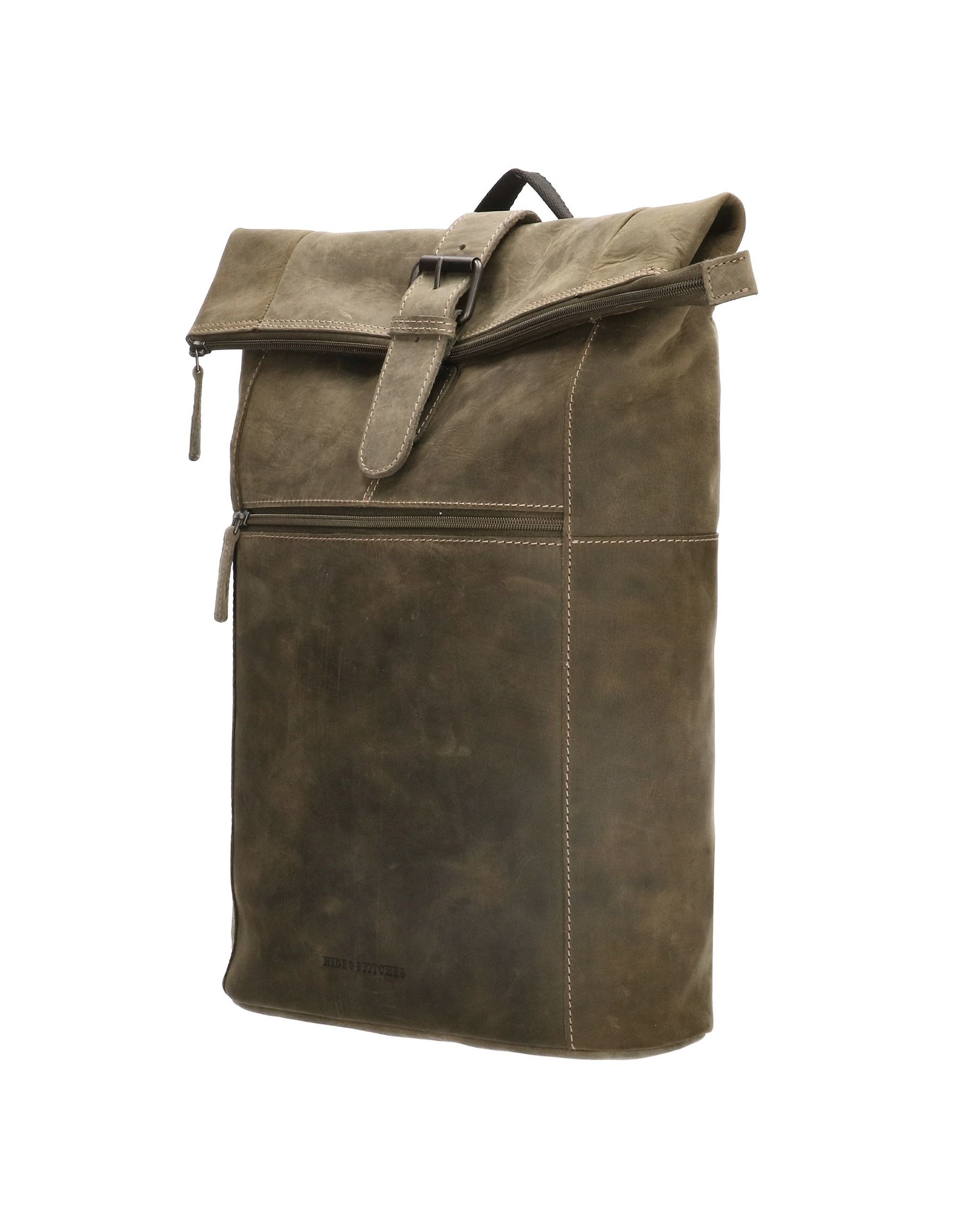 Hide & Stitches Leather backpacks Leather shoppers - Roll-Top backpack Hide & Stitches Idaho 15,6 inch olive green