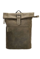 Hide & Stitches Leren rugzakken Leren shoppers - Rolltop rugzak Hide & Stitches 15,6 inch olijfgroen