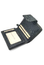 HillBurry Leather Wallets - HillBurry Leather Wallet with Embossed Flowers Grey