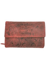 Hunters Leather Wallets - Hunters Leather Wallet Embossed flowers red