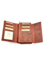 Hunters Leather Wallets - Hunters Leather Wallet Embossed flowers red