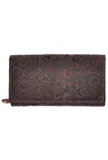 Hunters Leather Wallets - Hunters Purse Embossed Flowers  purple large