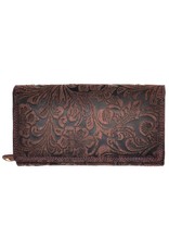 Hunters Leather Wallets - Hunters Purse Embossed Flowers  purple large