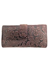 Hunters Leather Wallets - Hunters Purse Embossed Flowers  purple large