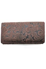 Hunters Leather Wallets - Hunters Purse Embossed Flowers  purple large