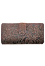 Hunters Leather Wallets - Hunters Purse Embossed Flowers  purple large