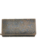 Hunters Leather Wallets - Hunters Purse Embossed Flowers  brown large