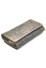 Hunters Leather Wallets - Hunters Purse Embossed Flowers  brown large