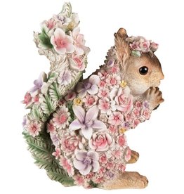 Trukado Squirrel figurine decorated with Pink Flowers