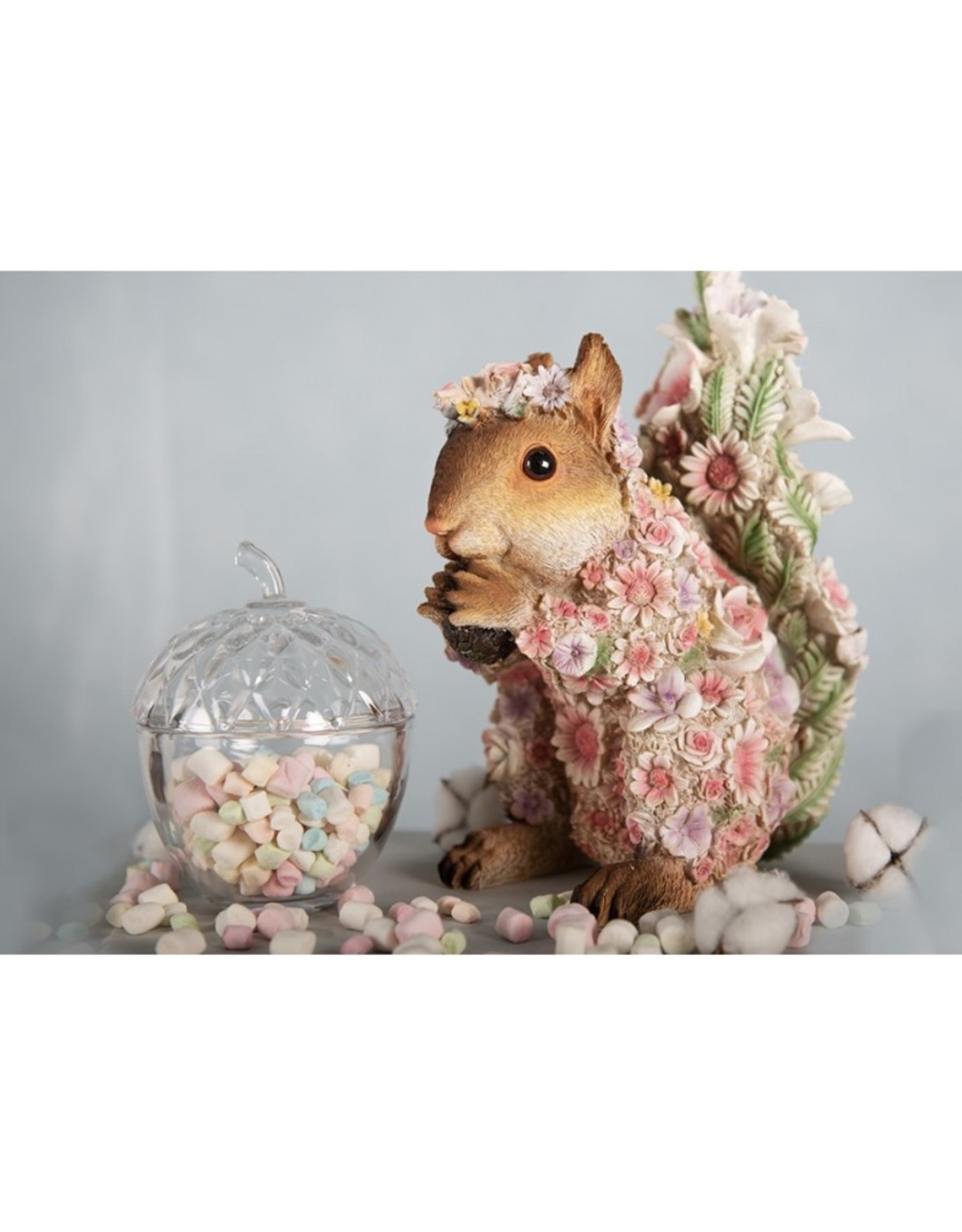 Trukado Giftware & Lifestyle -  Squirrel figurine decorated with Pink Flowers