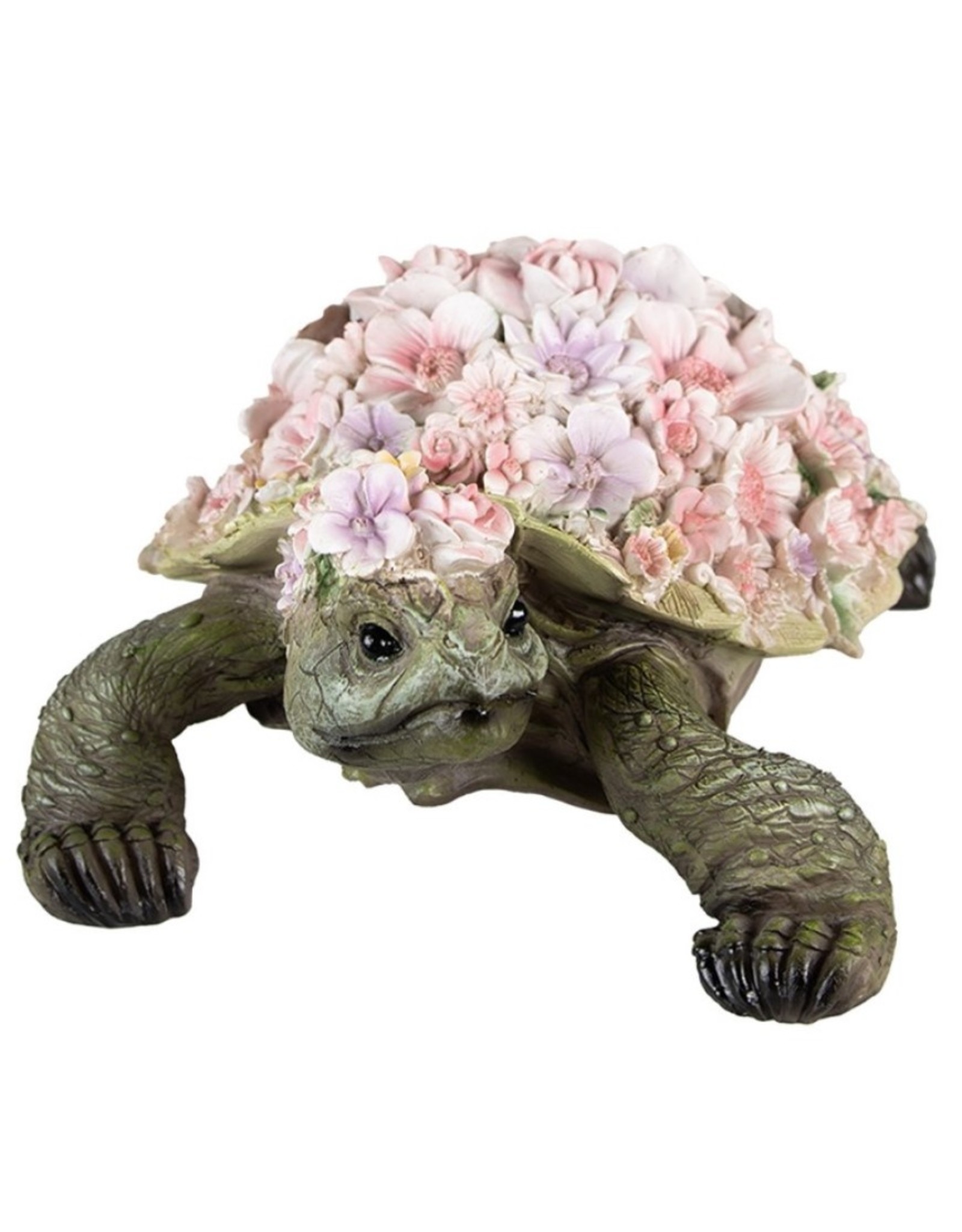 Trukado Giftware & Lifestyle -  Schildpad beeldje versiert met Roze Bloemen