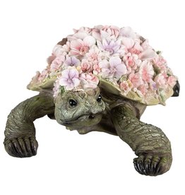 Trukado Turtle figurine decorated with Pink Flowers