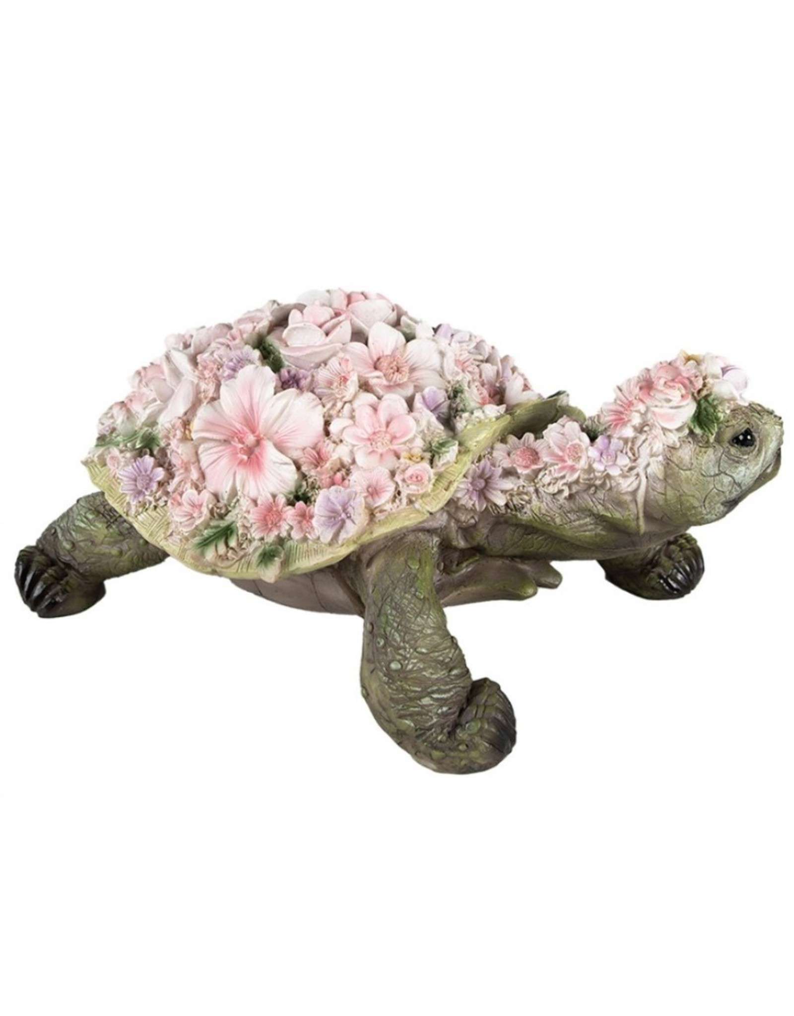 Trukado Giftware & Lifestyle -  Schildpad beeldje versiert met Roze Bloemen