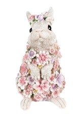 Trukado Giftware & Lifestyle - Bunny figurine decorated with Pink Flowers