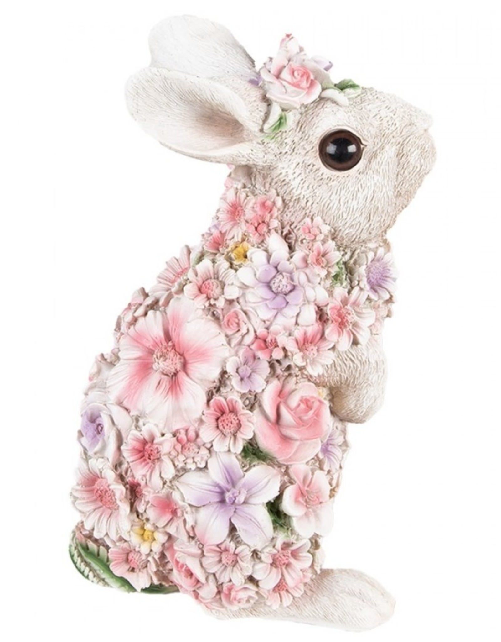 Trukado Giftware & Lifestyle - Bunny figurine decorated with Pink Flowers