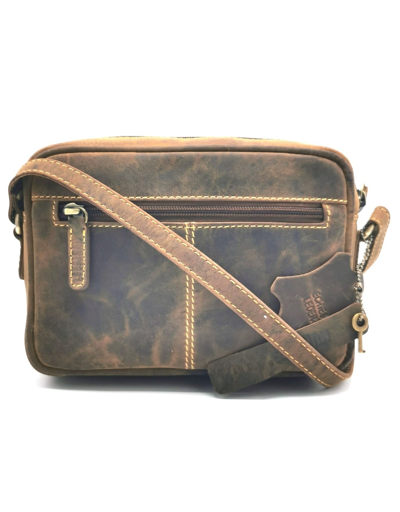 Hunters Leren Schoudertassen Leren crossbody tassen - Hunters Schoudertas met Voorvak en Sleutel