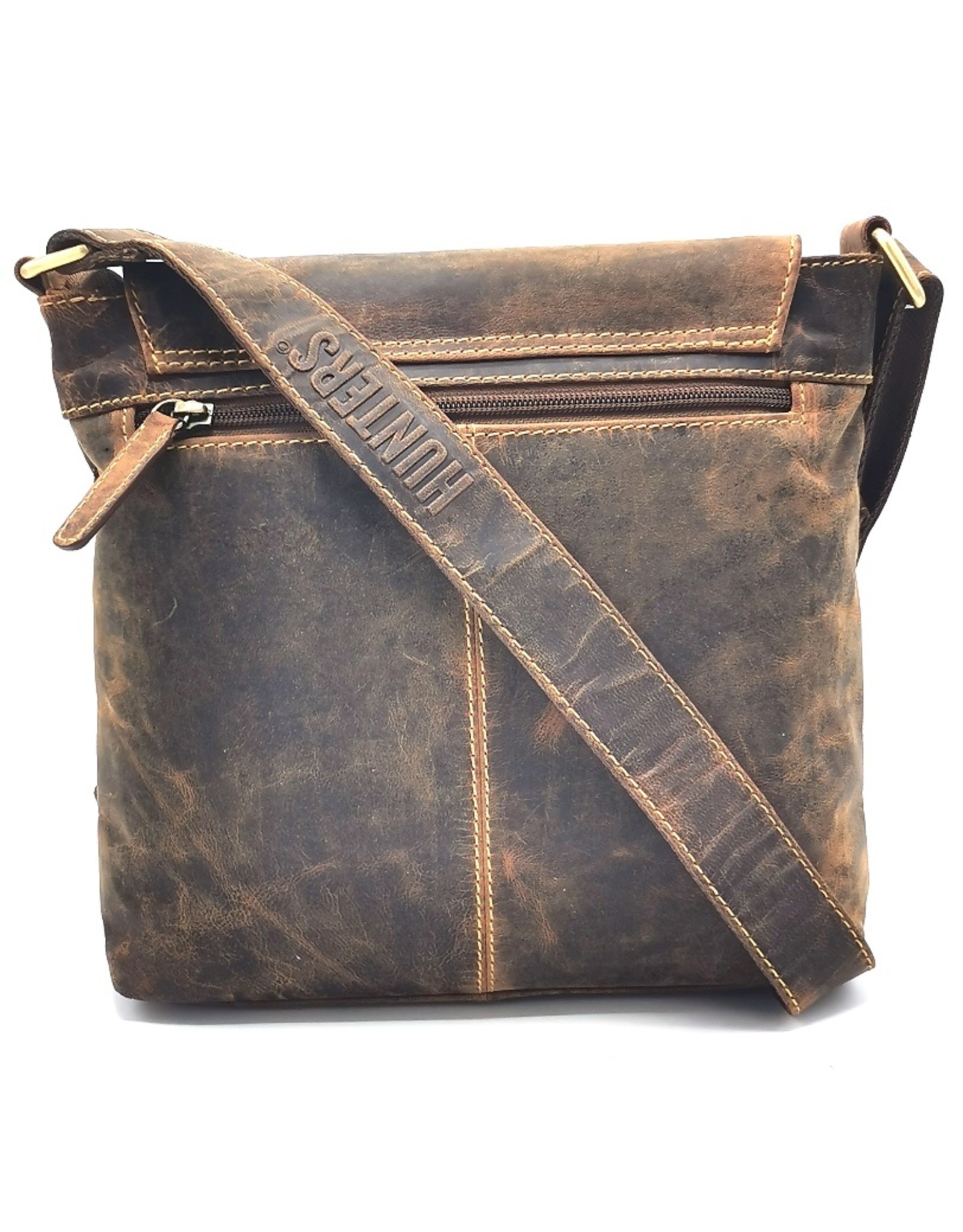 Hunters Leren Schoudertassen Leren crossbody tassen - Hunters Crossbody met Asymmetrische Omslag Buffelleer