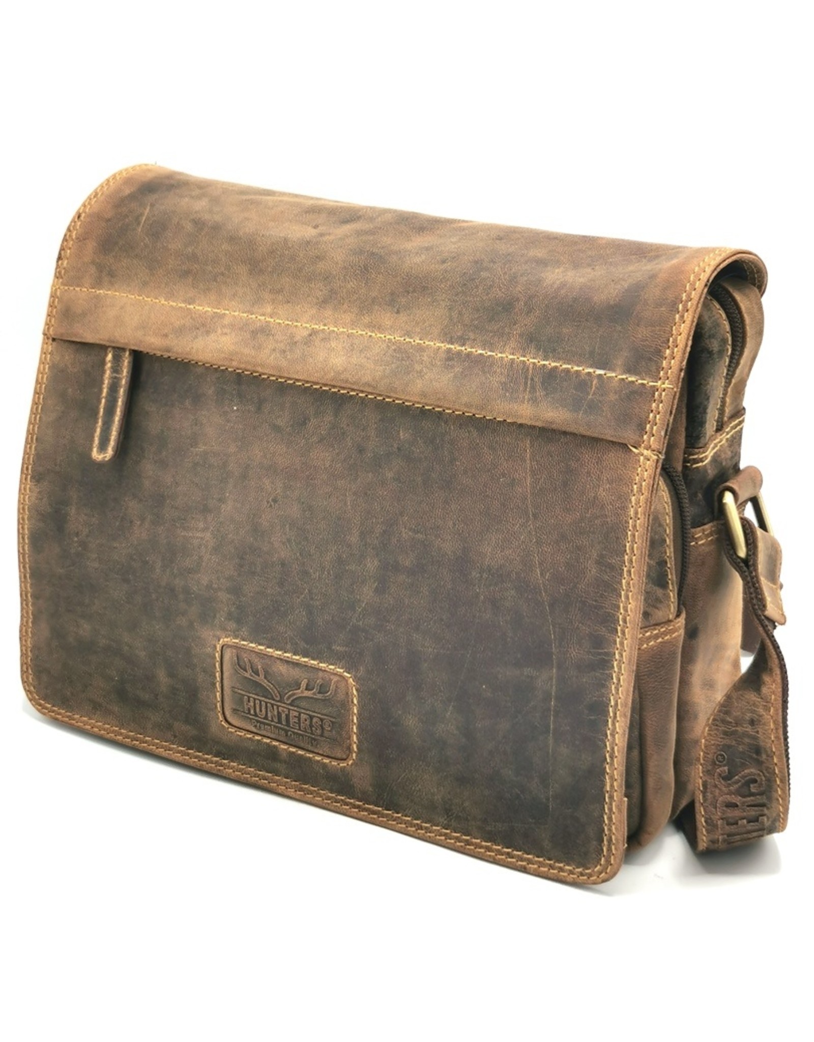 Hunters Leren Schoudertassen Leren crossbody tassen - Hunters Crossbody met Rechte Omslag Medium formaat