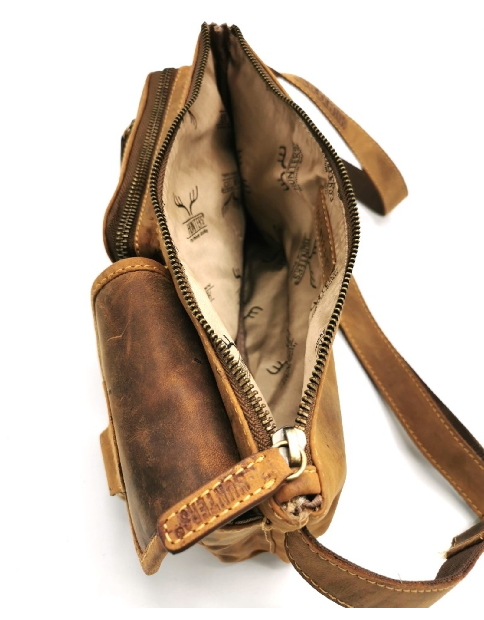 Hunters Leren Festivaltasjes, heuptassen en riemtassen - Hunters Heuptas - Crossbodytas Buffelleer