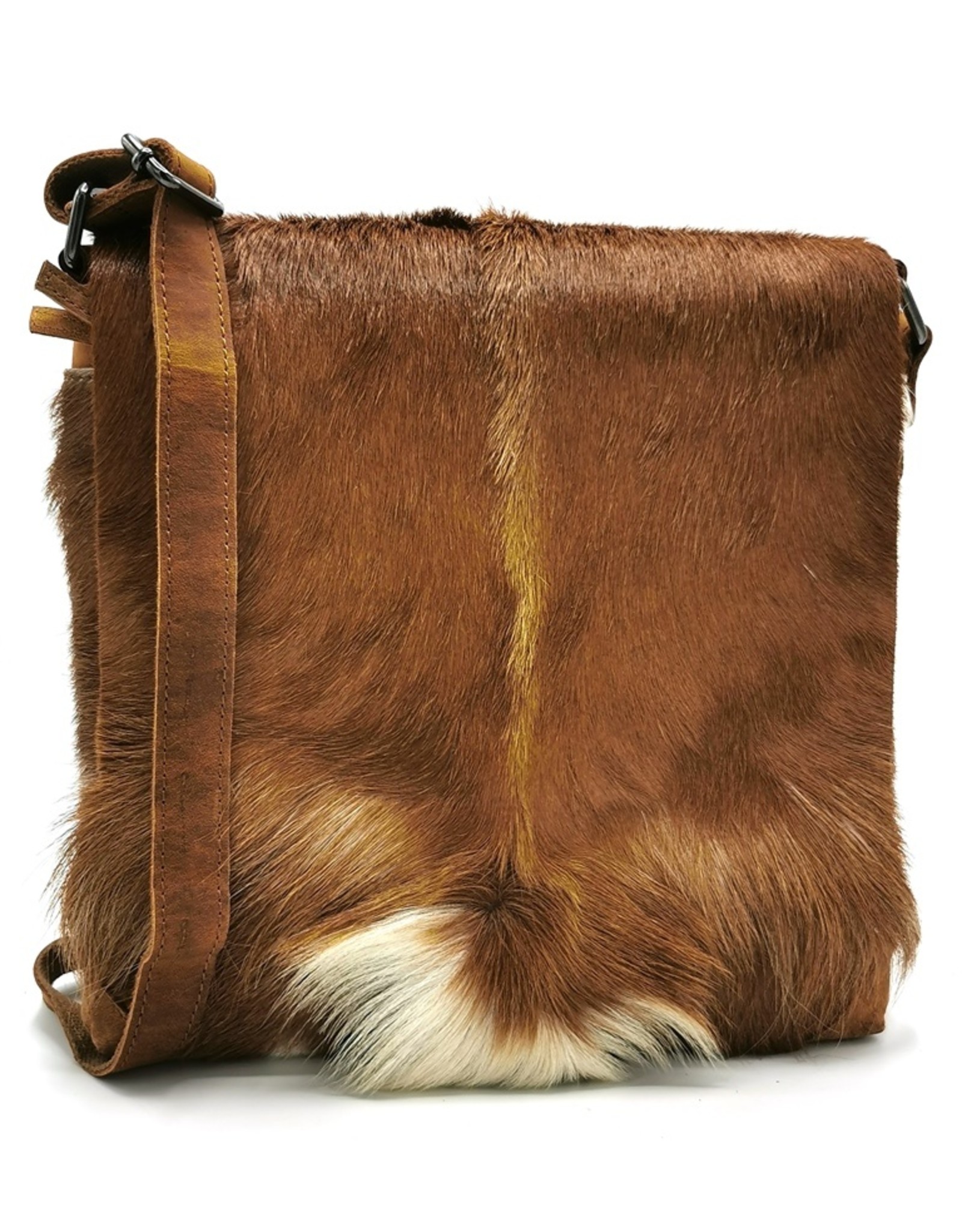 Hide & Stitches Leren tassen - Hide & Stitches Leren Schoudertas met Vacht omslag