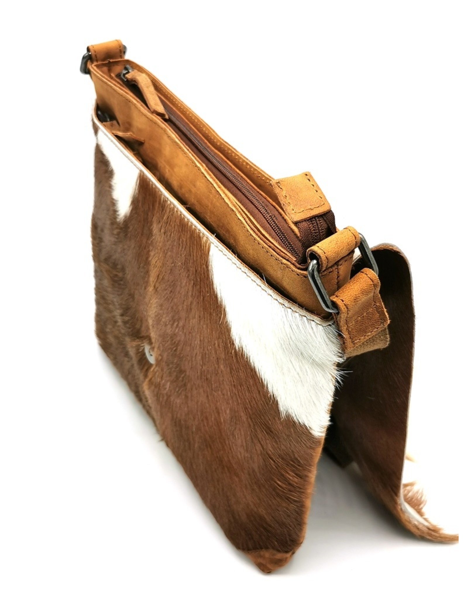 Hide & Stitches Leren tassen - Hide & Stitches Leren Schoudertas met Vacht omslag