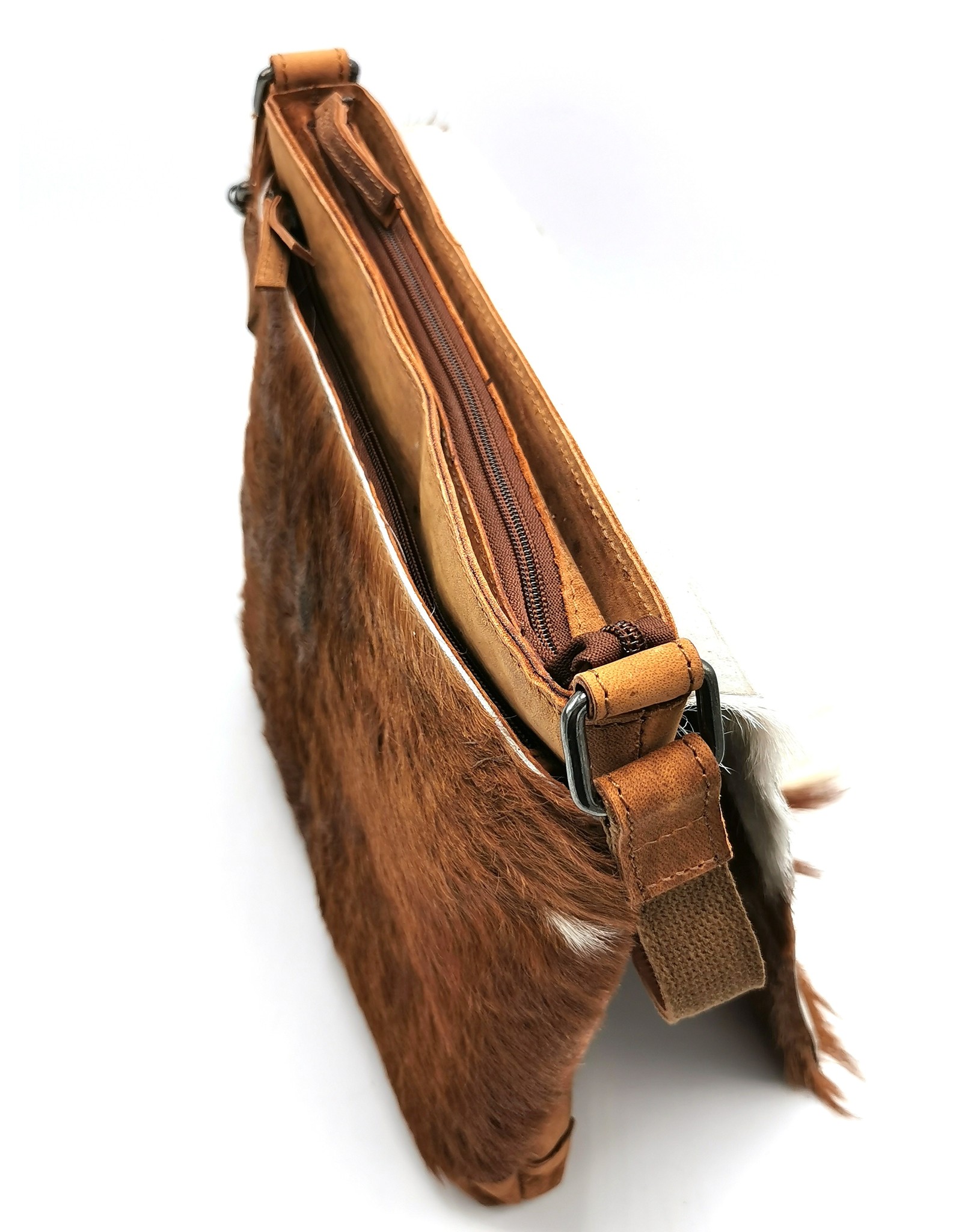 Hide & Stitches Leather bags - Hide & Stitches Leather Shoulder bag with Fur cover