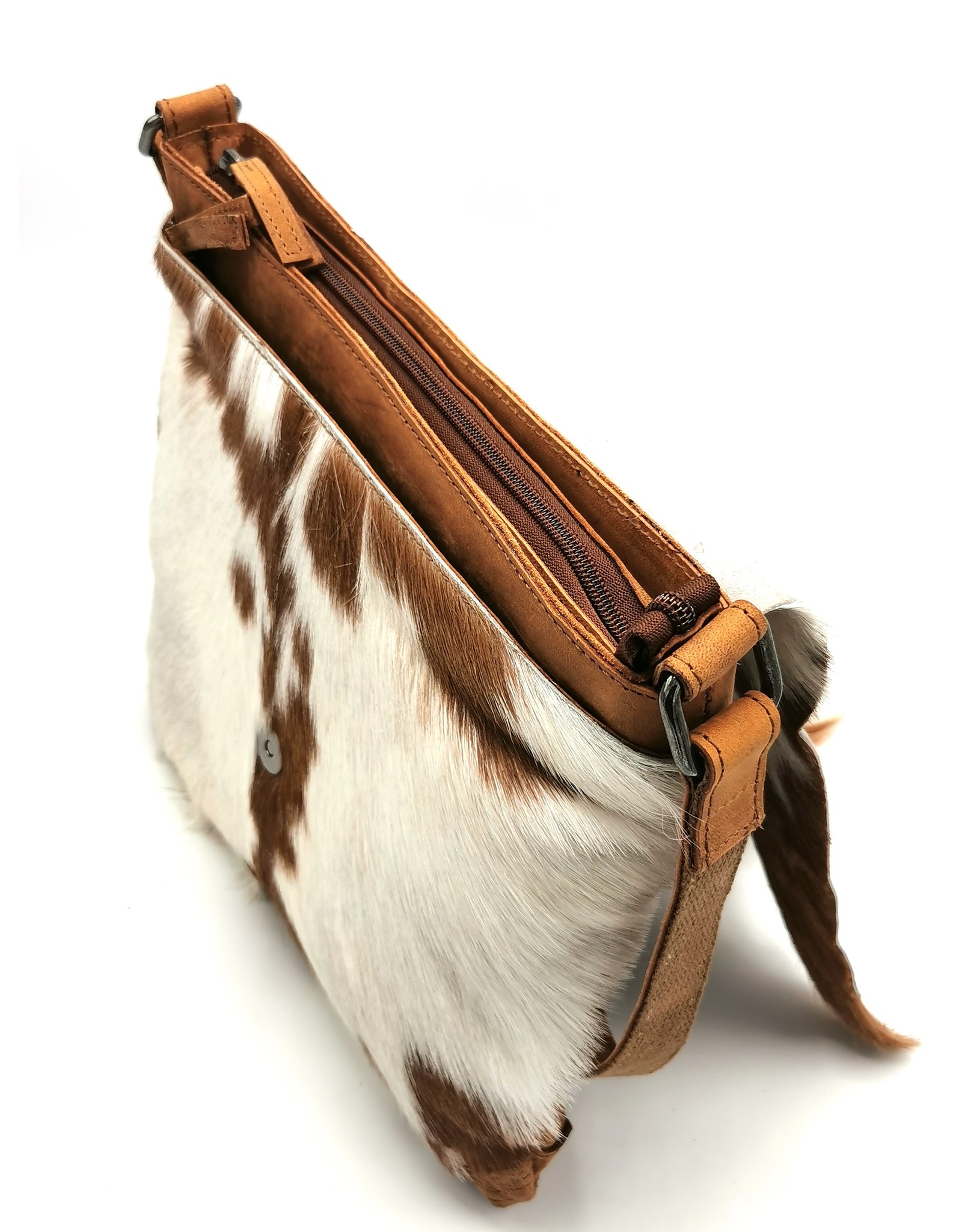 Hide & Stitches Leren tassen - Hide & Stitches Leren Schoudertas met Vacht omslag