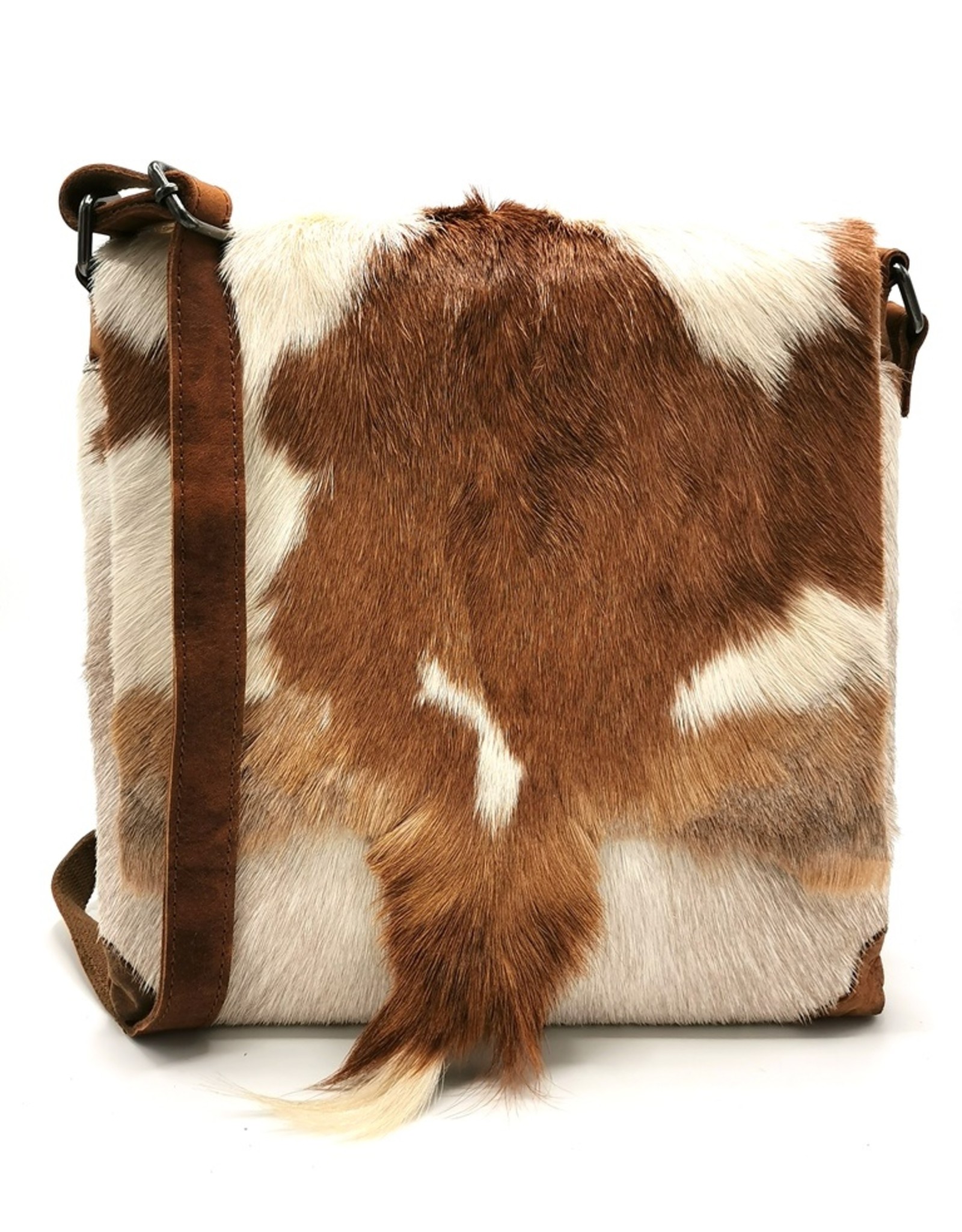 Hide & Stitches Leren tassen - Hide & Stitches Leren Schoudertas met Vacht omslag