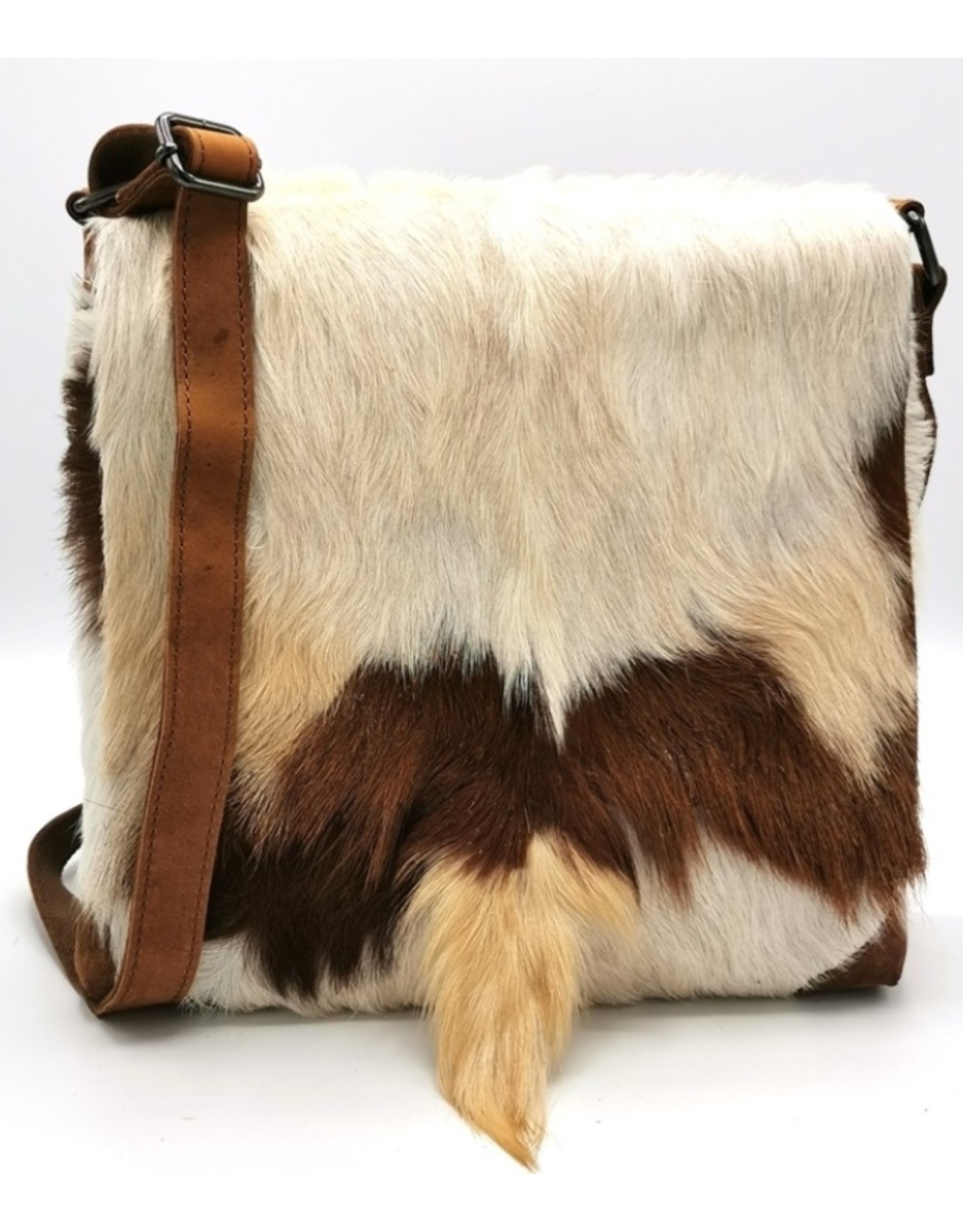 Hide & Stitches Leren tassen - Hide & Stitches Leren Schoudertas met Vacht omslag