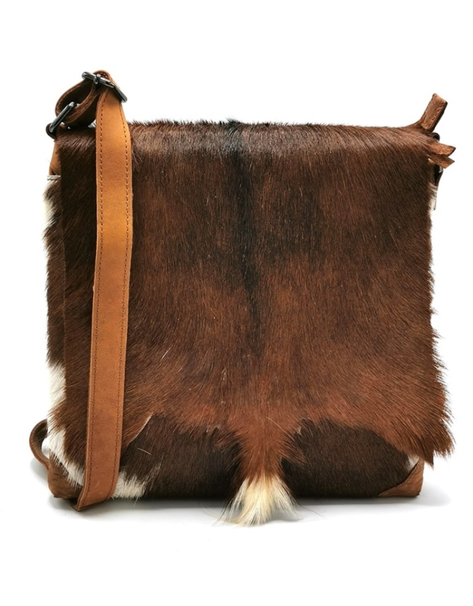 Hide & Stitches Leren tassen - Hide & Stitches Leren Schoudertas met Vacht omslag