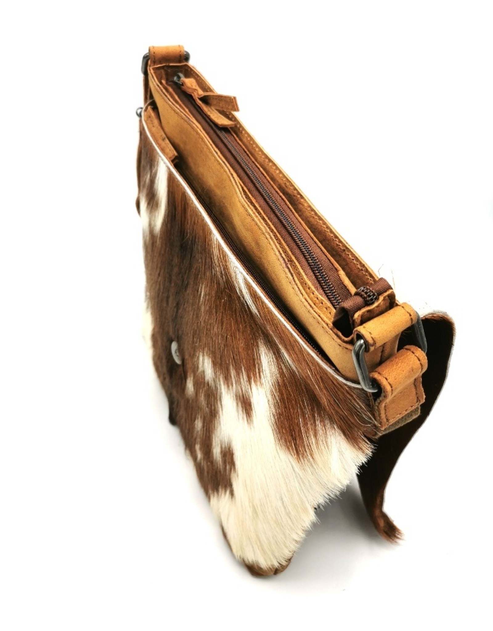 Hide & Stitches Leren tassen - Hide & Stitches Leren Schoudertas met Vacht omslag