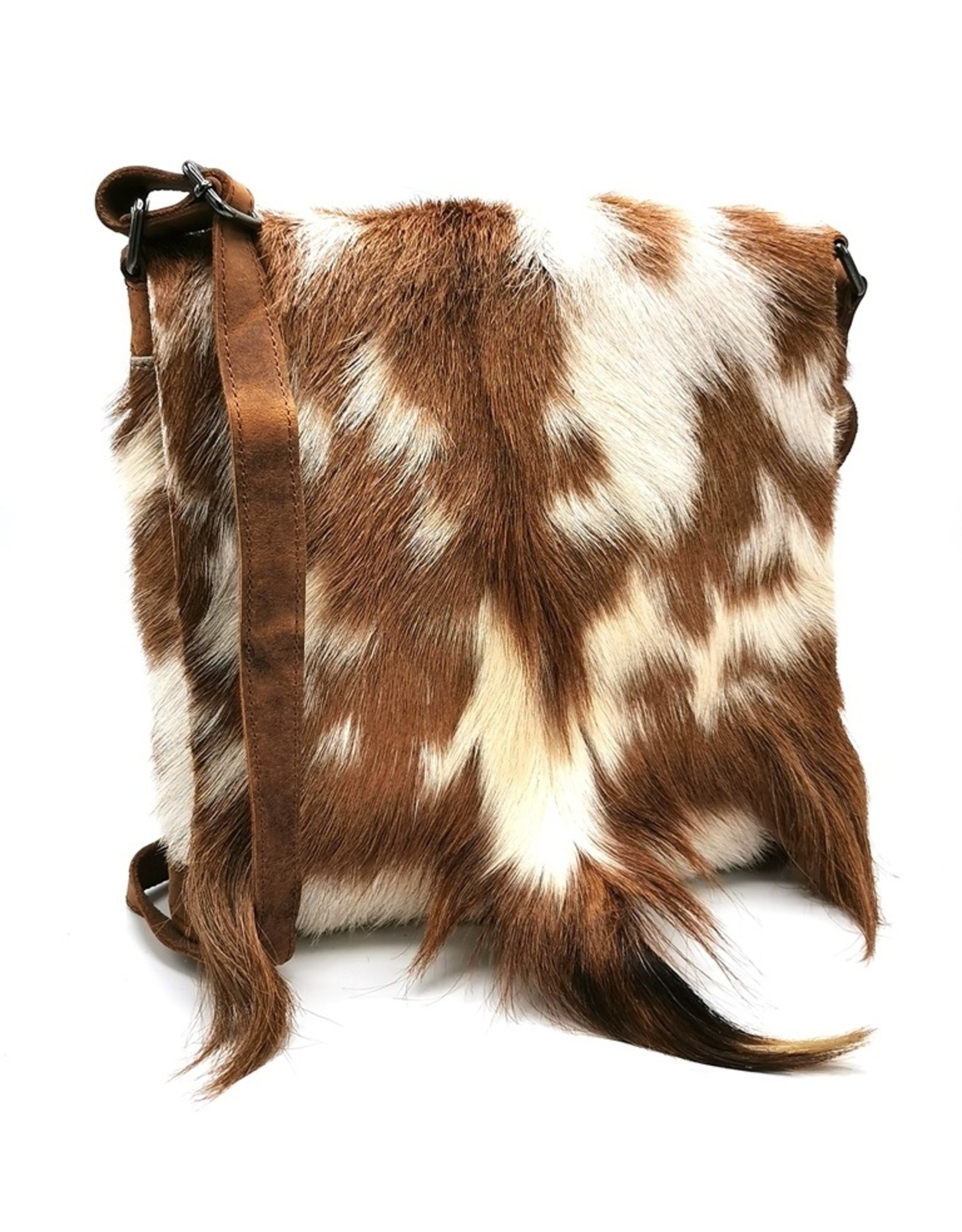 Hide & Stitches Leren tassen - Hide & Stitches Leren Schoudertas met Vacht omslag