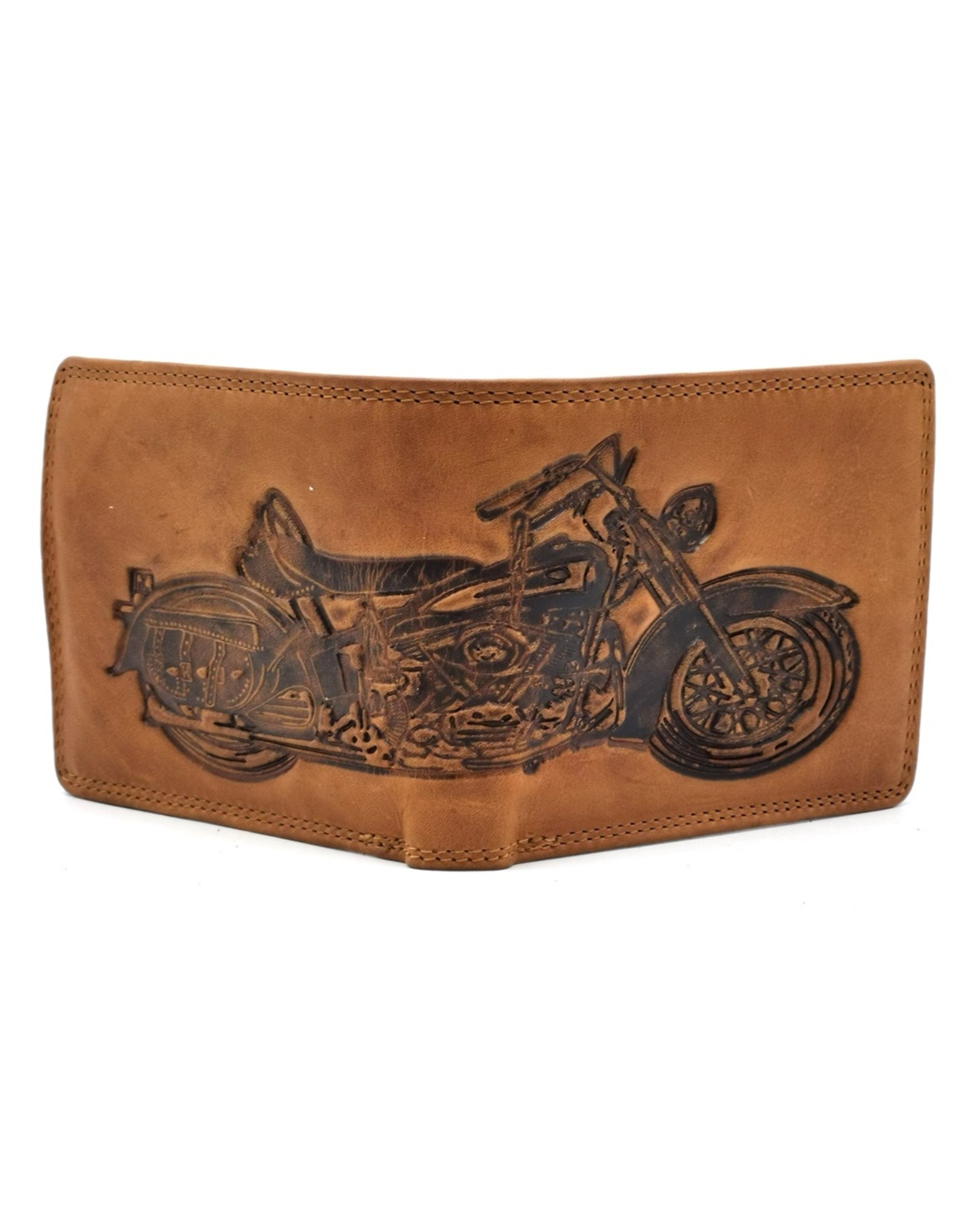 HillBurry Leather Wallets - HillBurry Leather wallet with embossed motorbike  horizontale