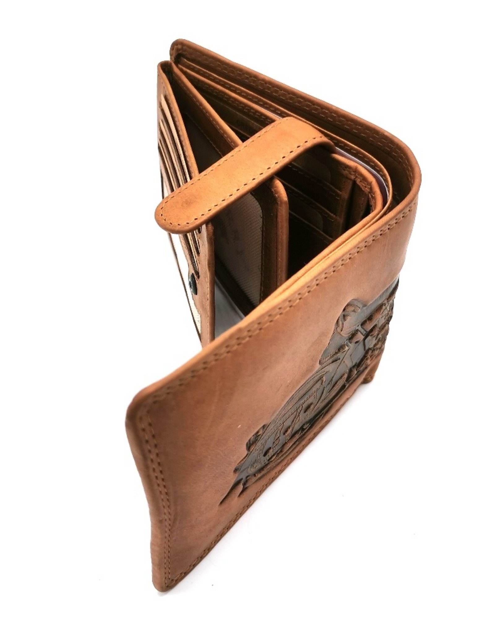 HillBurry Leather Wallets - HillBurry Leather wallet with embossed motorbike  horizontale