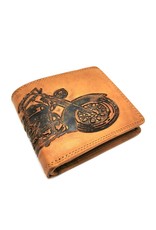 HillBurry Leather Wallets - HillBurry Leather wallet with embossed motorbike  horizontale