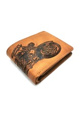 HillBurry Leather Wallets - HillBurry Leather wallet with embossed motorbike  horizontale