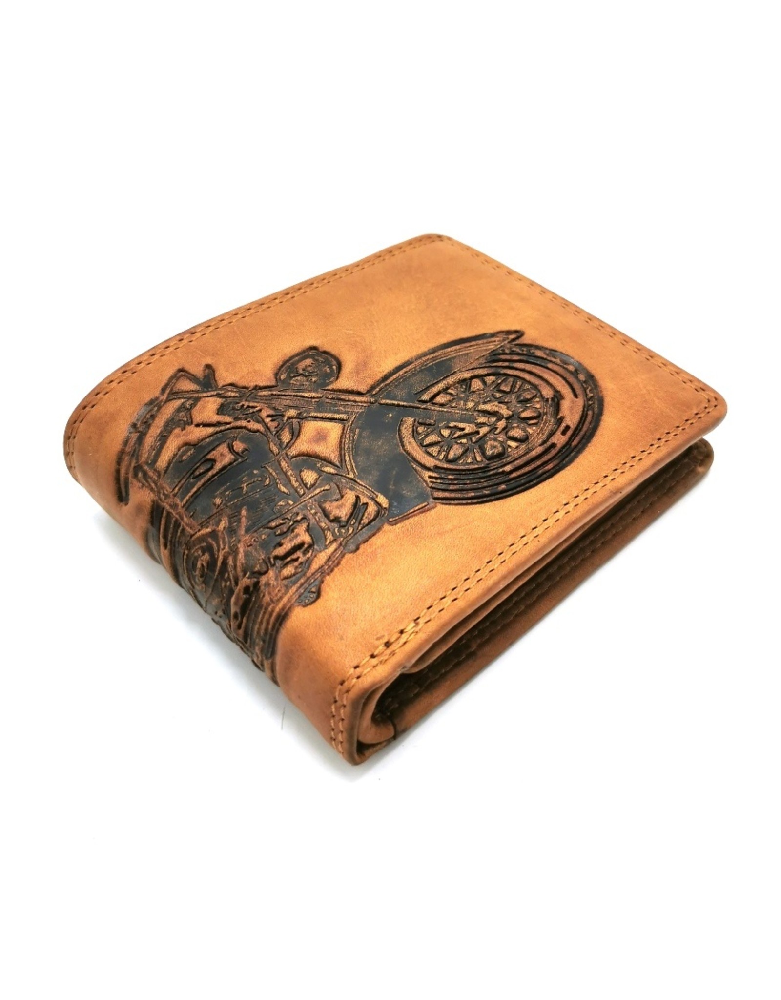 HillBurry Leather Wallets - HillBurry Leather wallet with embossed motorbike  horizontale