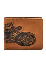 HillBurry Leather Wallets - HillBurry Leather wallet with embossed motorbike  horizontale