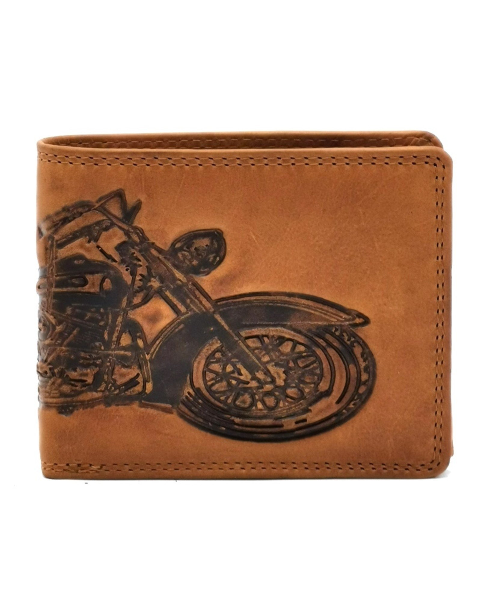 HillBurry Leather Wallets - HillBurry Leather wallet with embossed motorbike  horizontale