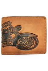 HillBurry Leather Wallets - HillBurry Leather wallet with embossed motorbike  horizontale