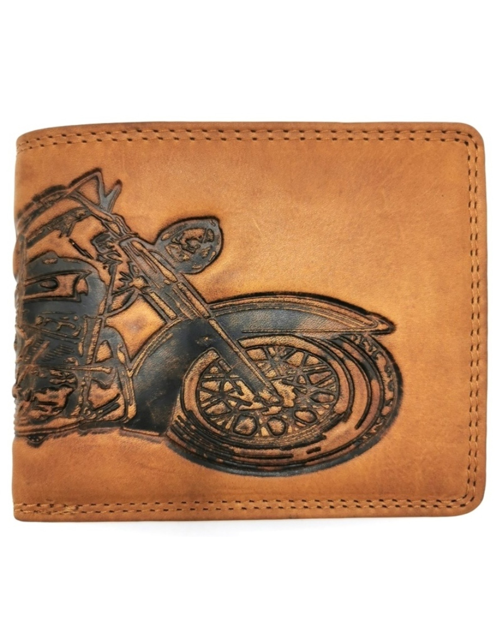 HillBurry Leather Wallets - HillBurry Leather wallet with embossed motorbike  horizontale