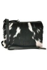 Hide & Stitches Leather Festival bags, waist bags and belt bags - Hide & Stitches Leather Shoulder Bag with Genuine Fur black-white