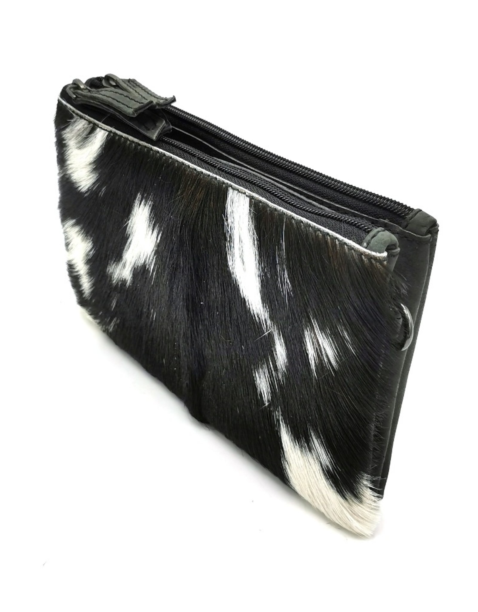 Hide & Stitches Leather Festival bags, waist bags and belt bags - Hide & Stitches Leather Shoulder Bag with Genuine Fur black-white