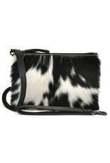 Hide & Stitches Leather Festival bags, waist bags and belt bags - Hide & Stitches Leather Shoulder Bag with Genuine Fur black-white